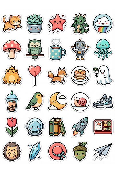Store 30 Pieces Cute Character Sticker Set - for Laptop, Notebook, Phone, Agenda