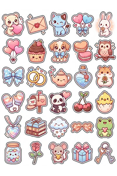 Store 30 Pieces Romantic Drawing Sticker Set - Laptop Notebook Phone Agenda Case
