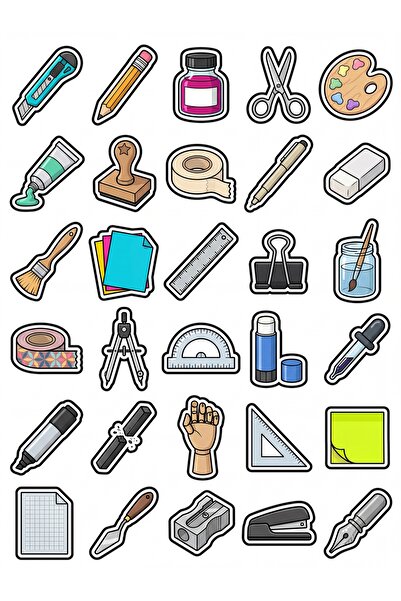 Store 30 Pieces Vector Art Workshop Sticker Set - for Laptop, Notebook, Phone