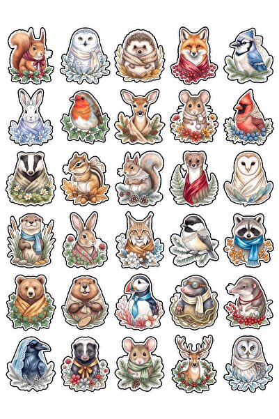 Store 30 Pieces Aesthetic Watercolor Winter Animals Sticker Set - for Laptop,...