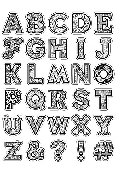 Store 30 Pcs Black and White Doodle Alphabet Sticker Set - Design for Laptop ...