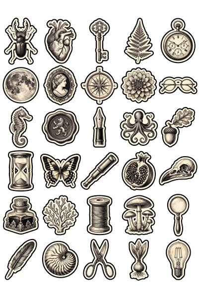 Store 30 Pieces Vintage Antique Collection Sticker Set - Aesthetic Pack for L...