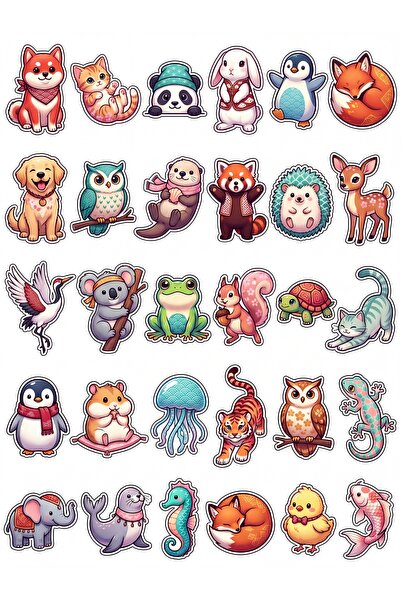 Store 30 Pieces Asian Motif Animal Sticker Set - Laptop Phone Agenda