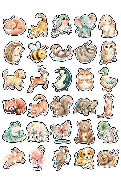 Store 30 Pieces Cute Pastel Animal Sticker Set - for Laptop, Notebook, Phone,...