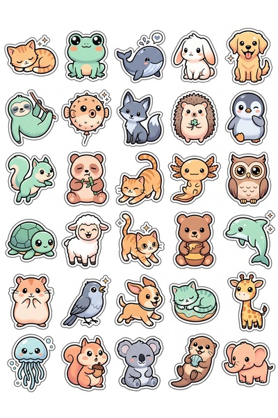 Store 30 Pieces Cute Animals Sticker Set - for Laptop, Notebook, Phone