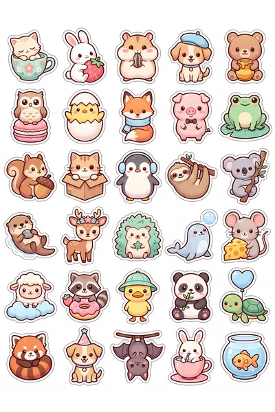 Store 30 Pieces Cute Animals Sticker Set - Laptop Notebook Agenda Decoration