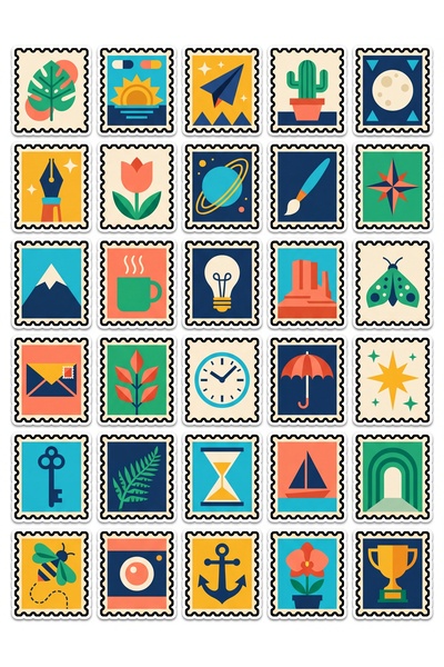 Store 30 Pieces Retro Geometric Sticker Set - for Laptop, Notebook, Agenda