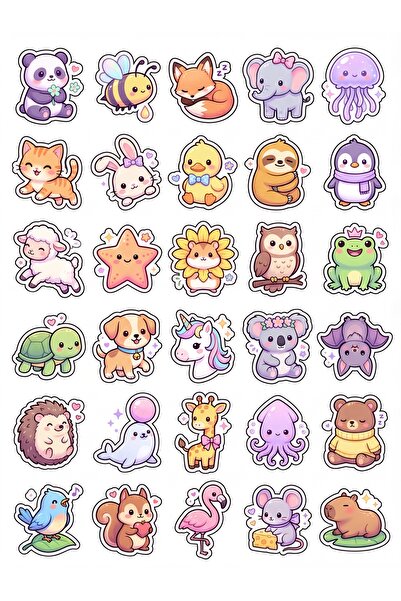 Store 30 Pieces Pastel Animal Sticker Set - for Laptop, Notebook, Phone