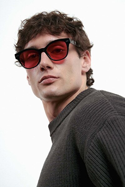 Bilge Karga Edson Black Red Men's Circular Balance Glasses