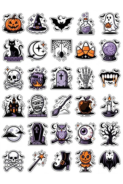 Store 30 Piece Gothic Halloween Sticker Set - for Laptop, Notebook, Water Bottle