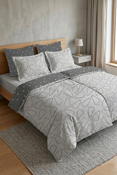 First Choice Rovena %100 Pamuk Saten 200 TC (80 Tel) Baskılı Aile Boyu Nevres...