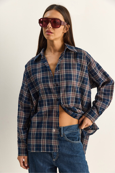 Bianco Lucci Γυναικείο Καρό Με σχέδιο Relaxed 100% Βαμβάκι Πουκάμισο 34519 60...