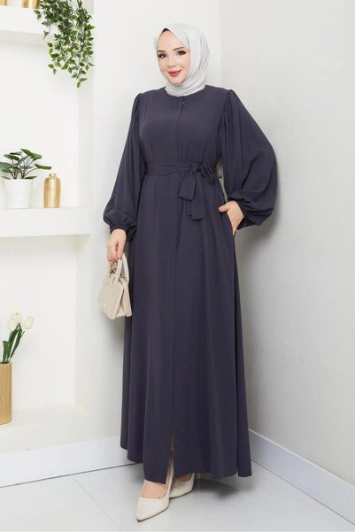 Generic Brand Balloon Sleeve Medina Silk Summer Abaya