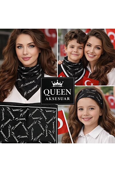 QUEEN AKSESUAR Kemal Atatürk Signature Patterned 50X50 cm Cotton Fabric Schoo...