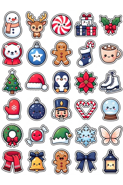 Store 30 Pieces Cute Christmas Sticker Set - for Laptop, Notebook, Agenda
