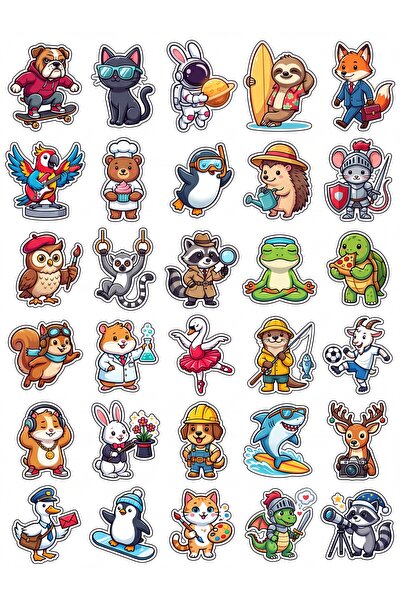 Store 30 Pieces Cute Cartoon Animal Sticker Set - Laptop Notebook Phone Water...