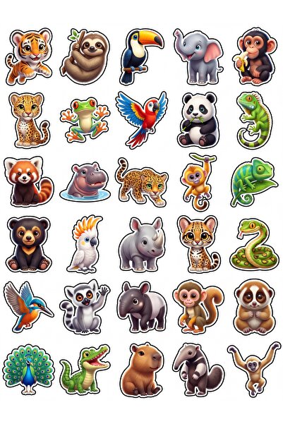 Store 30 Pieces 3D Chibi Forest Animals Sticker Set - for Laptop, Notebook, P...