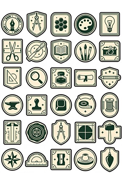 Store 30 Pieces Vintage Design Arma Sticker Set - for Laptop, Agenda, Notebook