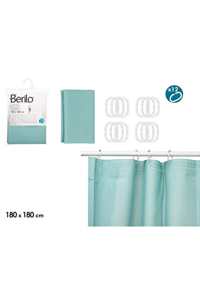 BERILO Αδιάβροχη κουρτίνα μπάνιου, BERILO, διαφανής, 180x180εκ., μπλε πράσινο