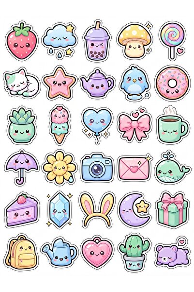 Store 30 Pieces Pastel Sweet Figure Sticker Set - for Laptop, Phone, Notebook...