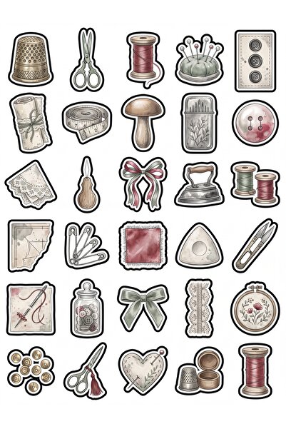 Store 30 Pieces Vintage Sewing Themed Sticker Set - for Laptop, Agenda, Scrap...