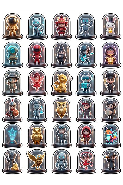 Store 30 Pieces 3D Chibi Glass Jar Collection Sticker Set - Laptop Case Notebook