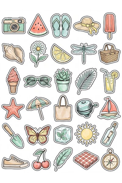 Store 30 Pieces Vintage Summer Vacation Sticker Set - for Laptop, Notebook, A...
