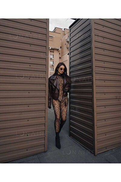 miss love fantasy Kadın Özel Bölgesi Kapalı Eldivenli Leopar Boydan Çorap