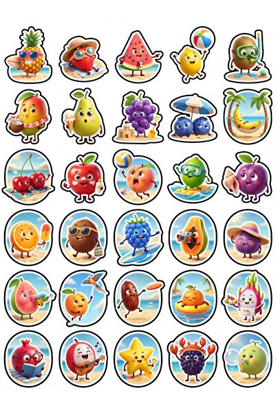 Store 30 Pieces Cute Beach Fruits Sticker Set - for Laptop, Notebook, Phone, ...