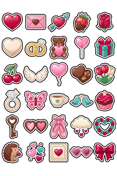 Store 30-Piece Set of Shiny Romantic Love Stickers - Cute Design for Laptop, ...