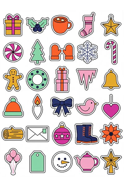 Store 30 Pieces Cheerful Winter Festival Sticker Set - Aesthetic Pack for Lap...