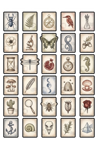 Store 30 Pieces Vintage Nature History Stamp Sticker Set - for Laptop, Agenda...