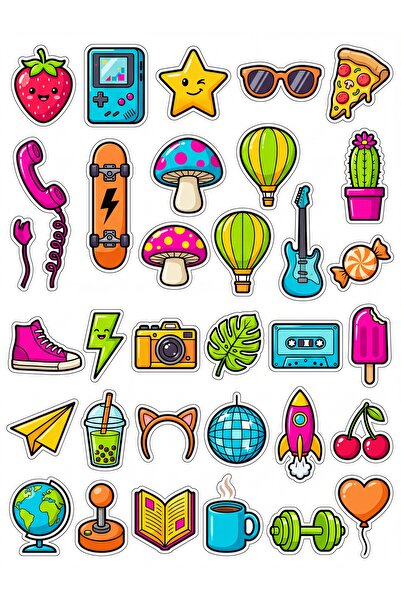 Store 30 Pieces Retro Pop-Art Nostalgia Sticker Set - for Laptop, Notebook, P...