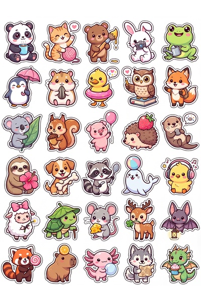 Store 30 Pieces Cute Animal Sticker Set - for Laptop, Phone, Notebook