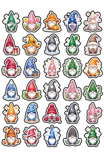 Store 30 Pieces Cute Watercolor Dwarf Sticker Set - for Laptop, Notebook, Agenda