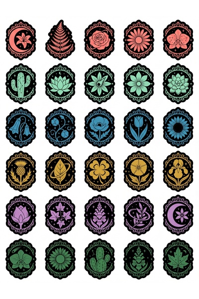 Store 30 Pieces Aesthetic Cosmic Flower Sticker Set - for Laptop, Notebook, P...