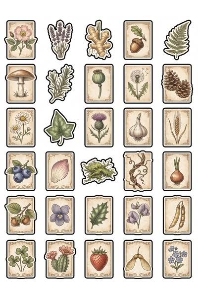 Store 30 Pieces Vintage Botanical Sticker Set - for Laptop, Notebook, Agenda