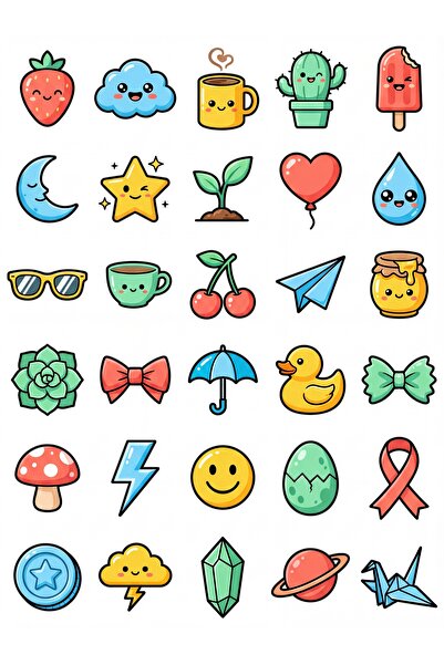 Store 30 Pieces Cute Icons Sticker Set - for Laptop Notebook Phone