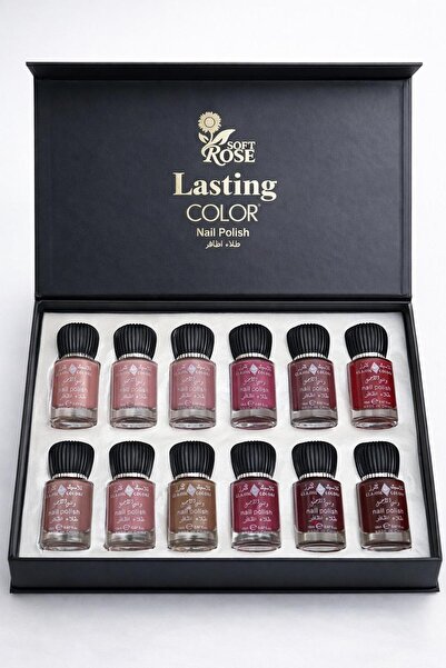 soft rose Nail Polish Set – 12 Colors Long Lasting Kit | طلاء أظافر فاخر ثابت...
