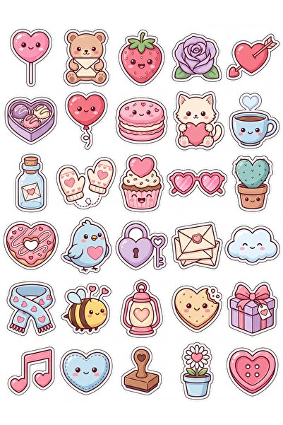 Store 30 Pieces Romantic Heart Sticker Set - for Laptop, Notebook, Phone