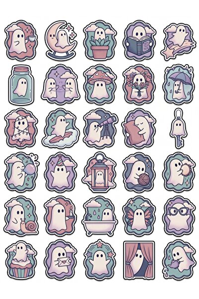 Store 30 Pieces Pastel Cute Ghost Sticker Set - for Laptop, Notebook, Phone