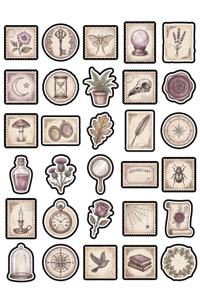 Store 30 Pieces Vintage Gothic Botanical Sticker Set - for Agenda, Laptop, Sc...