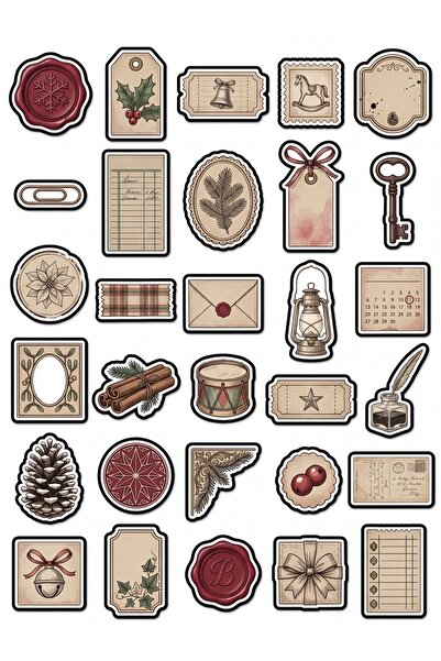 Store 30 Pieces Vintage Nostalgic Christmas Sticker Set - for Scrapbook, Agen...