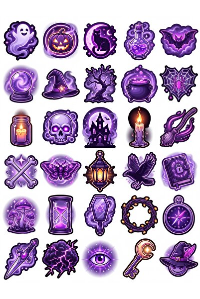 Store 30 Pieces of Glittering Mystical Halloween Sticker Set - Laptop, Notebo...
