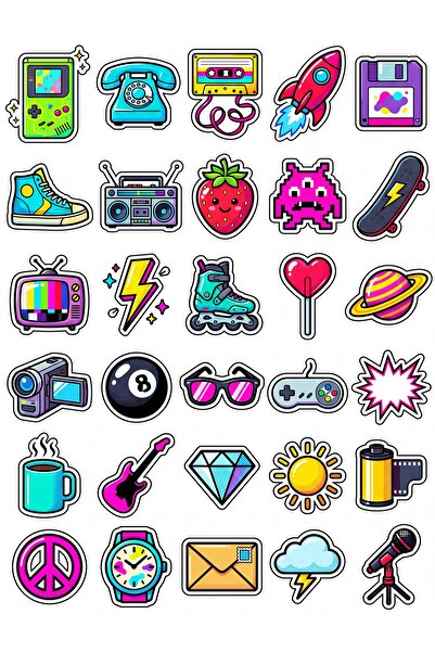 Store 30 Pieces Retro 90S Nostalgia Sticker Set - Custom Cut for Laptop, Note...