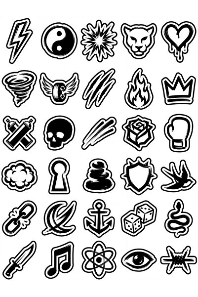 Store 30 Pcs Neon Street Art Icon Sticker Set - for Laptop Skateboard Phone