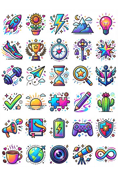 Store 30 Pieces of Energetic Motivational Symbols Sticker Set - for Laptop, N...