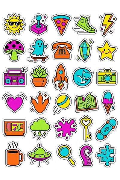 Store 30 Pieces Colorful Pop Art Cartoon Sticker Set - for Laptop, Notebook, ...