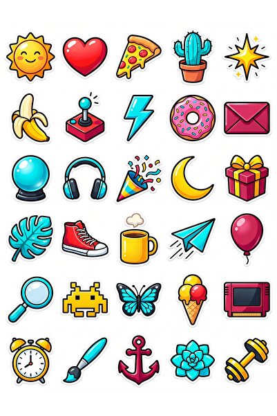 Store 30 Pieces Glossy Pop Culture Emoji Sticker Set - Laptop Notebook Phone