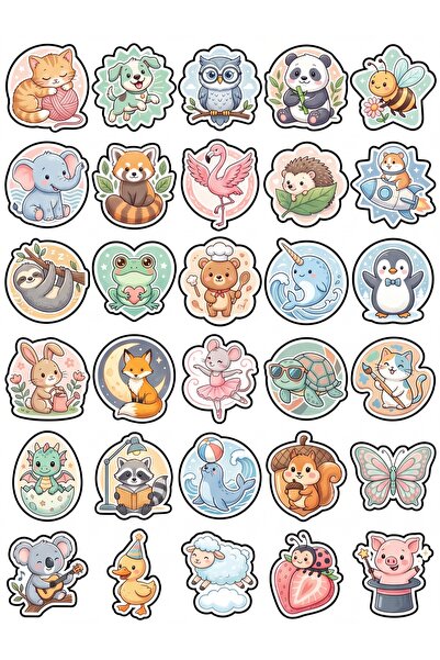 Store 30 Pieces Cute Animal Sticker Set - for Laptop, Notebook, Agenda